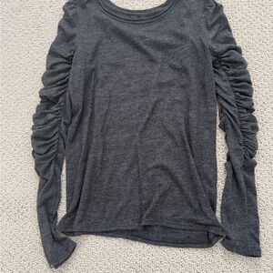 We The Free Charcoal Ruched Sleeve Top